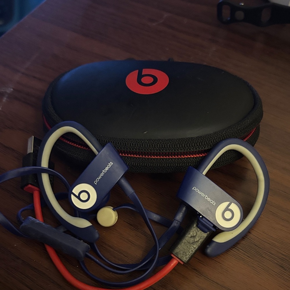 Beats by Dre Blue and Red Powerbeats Headset